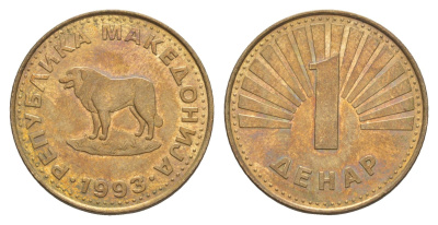 Македония 1 денар 1993 KM 2 медь цинк никель UNC 4646-954