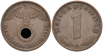 Германия 1 рейхспфенниг 1938 A KM 89, J 361 бронза 4396-838