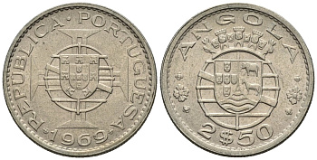 Ангола 2,5 эскудо 1969 KM 77 медно-никель 4147-554