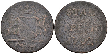 Утрехт, Нидерланды 1 дуит 1792 UTRECHT KM 91 медь 443-1623