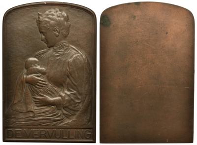 Нидерланды плакетка 1909 рождение принцессы Юлианны бронза 02-018-21-1