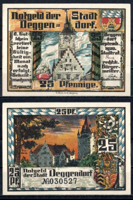 Деггендорф (Бавария) 25 пфеннигов 1920 Mehl Grabowski D8.5a бумага UNC (пресс) 7555-59-2-1