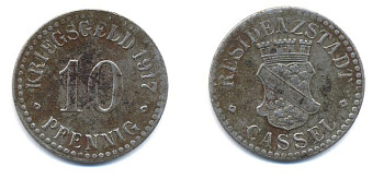 КАССЕЛЬ 10 ПФЕННИГОВ 1917 НОТГЕЛЬД 29-223