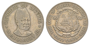 Либерия 50 центов 1976 KM 31 медно-никель 4641-1256