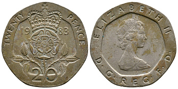 Великобритания 20 пенсов 1983 Елизавета II (1952-2022) KM 931, Spink 4230 (G1) медно-никель 4179-655