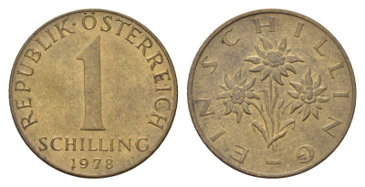Австрия 1 шиллинг 1978 KM 2886 алюминиевая бронза 4671-636