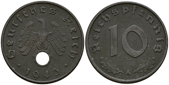 Германия 10 рейхспфеннигов 1942 A KM 101 цинк 4156-437