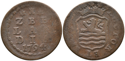 НИДЕРЛАНДЫ, ЗЕЛАНДИЯ 1 ДУИТ 1794 KM 105 медь 28-945