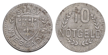 Висбаден 10 пфеннигов ND (1920) Funck 601.3, Men18 34117.3 железо 4659-243