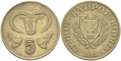 Кипр 5 центов 1985 KM 55.2 никель латунь 4141-926