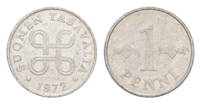 Финляндия 1 пенни 1972 KM 44a алюминий 4647-238
