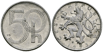 Чехия 50 геллеров 1997 KM 3 алюминий 4136-951