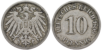 ГЕРМАНИЯ 10 ПФЕННИГОВ 1899 A KM 12, J. 13 медно-никель 45-1231