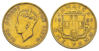 Ямайка 1 пенни 1952 KM 35 никель латунь 4628-616