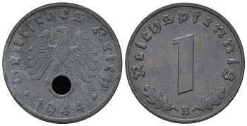 Германия 1 рейхспфенниг 1944 B KM 97, J. 369 цинк    4668-1137