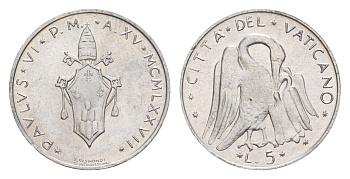 Ватикан 5 лир 1977 KM 118 алюминий UNC 4632-922