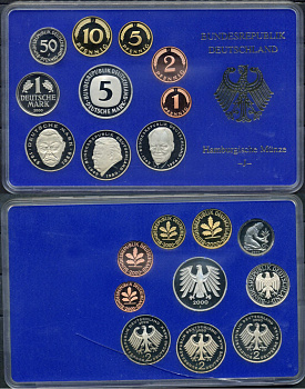 Германия государственный набор из 10 монет 2000 J, в оригинальной бановской упаковке PROOF 5-6-4-02