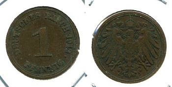 ГЕРМАНИЯ 1 ПФЕННИГ 1912 E KM 10, J.10 медь 701-344