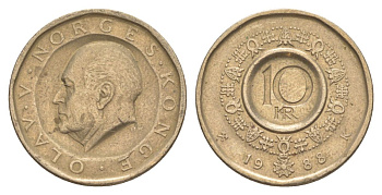 Норвегия 10 крон 1988 Улаф V (1957-1991) KM 427 никель латунь 4635-756