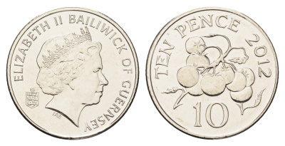 Гернси 10 пенсов 2012 год-тип, помидоры KM 149a сталь плакированная никелем UNC 4660-853