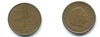 Нидерланды 1 цент 1972 Юлиана (1948-1980) КМ 180 бронза 83-947