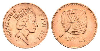 Фиджи 2 цента 2001 KM 50a цинк плакированный медью UNC 4668-564