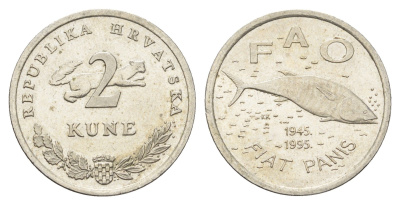 Хорватия 2 куны 1995 50 лет ФАО KM 22 медно-никель 4660-357