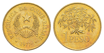 Гвинея-Бисау 1 песо 1977 KM 18 алюминиевая бронза UNC 4630-1123