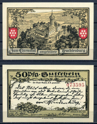 Кала (Тюрингия) 50 пфеннигов 1921 DeNG 1/2 0668.6d-2/3 бумага UNC (пресс) 7556-10-3-2