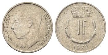 Люксембург 1 франк 1972 Великий герцог Жан (1964-2000) KM 55 медно-никель 4702-661