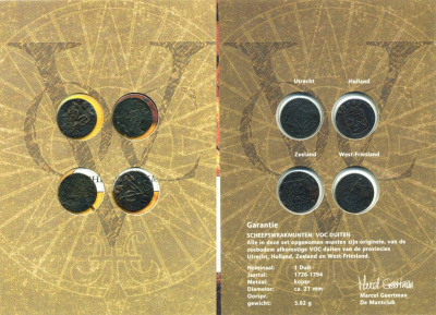 Нидерланды набор из 4 монет по 1 дуиту XVIII век Утрехт, Голландия, Зеландия, Западная Фризия, буклет медь 7-6-1-35
