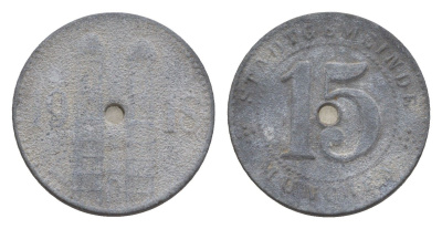 Мюнхен 15 пфеннигов 1918 Funck 348.1A, Men18 22407.1 цинк 4643-866