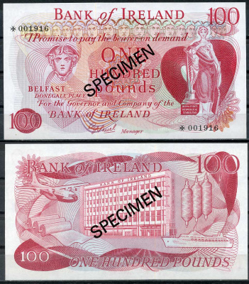 Северная Ирландия 1, 1, 5, 5, 10, 10 и 100 фунтов ND (1974-1978) образец, Specimen, № 001916 Pick 61 s, 62 s, 63 s, 64 s, 247 s, 248 s, 249 s  бумага  UNC (пресс) 451-268-1