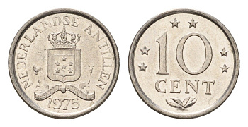 Нидерландские Антильские острова (Нидерландские Антилы) 10 центов 1975 Юлиана (1948-1980) KM 10 никель 4669-1268