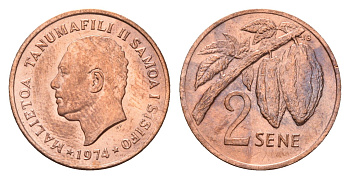 Самоа 2 сене 1974 KM 13 бронза UNC 96-1215