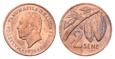 Самоа 2 сене 1974 KM 13 бронза UNC 96-1215