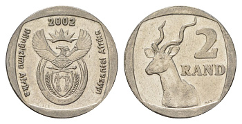 ЮАР 2 ранда 2002 KM 273 медь плакированная никелем 4626-1231
