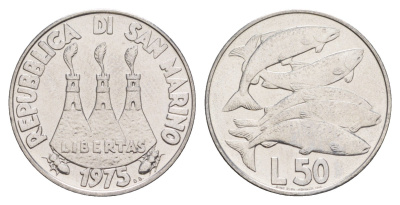 Сан-Марино 50 лир 1975 Любовь у животных KM 45 нержавеющая сталь UNC 4648-234