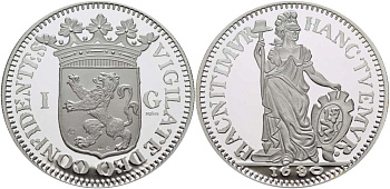 Нидерланды медаль ND 1 гульден 1680, диаметр 45 мм., вес 31,33 гр.  серебро  PROOF  11-098-31