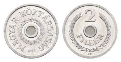 Венгрия 2 филлера 1990 тираж 10.000 экземпляров KM 673 алюминий BU 5010-1445