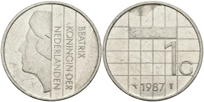 Нидерланды 1 гульден 1987 Беатрикс (1980-2013) KM 205 никель 94-725