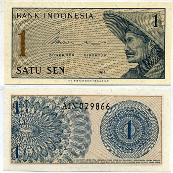 Индонезия 1 сен 1964 крестьянин Pick 90 a  бумага  UNC (пресс) 6289-34-1-1