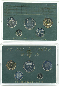 НОРВЕГИЯ ГОСНАБОР ИЗ 5 МОНЕТ 1986 UNC 06-081-11