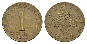 Австрия 1 шиллинг 1966 KM 2886 алюминиевая бронза 4671-623