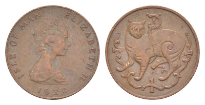 Остров Мэн 1 пенни 1980 PM, Елизавета II (1952-2022) KM 59 бронза 4651-1015