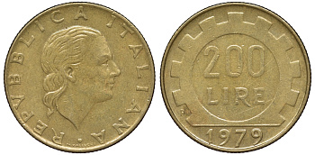 Италия 200 лир 1979 R KM 4543-654