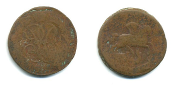 РОССИЯ 1 КОПЕЙКА 1761 медь 61-926