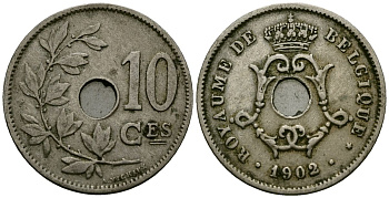 Бельгия 10 сантимов 1902 Belgique KM 48 медно-никель 4172-712