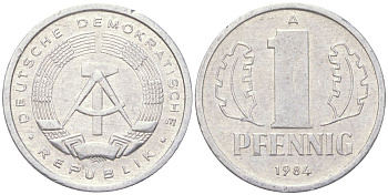 ГДР 1 пфенниг 1984 A KM 8.2 алюминий 4613-937