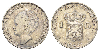 Кюрасао 1 гульден 1944 KM 45 серебро 4127-1414